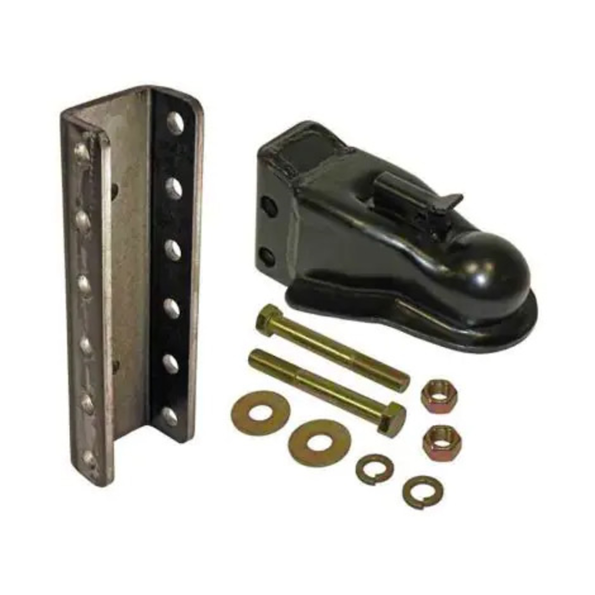 Pacific Trailer, Adjustable Stamped 2-5/16 inch Coupler with 5-Positio Channel, 14K Capacity, 2-7/8 inch Wide Channel, Grade 8 Hardware, Black, Model# CTA-400-5KIT